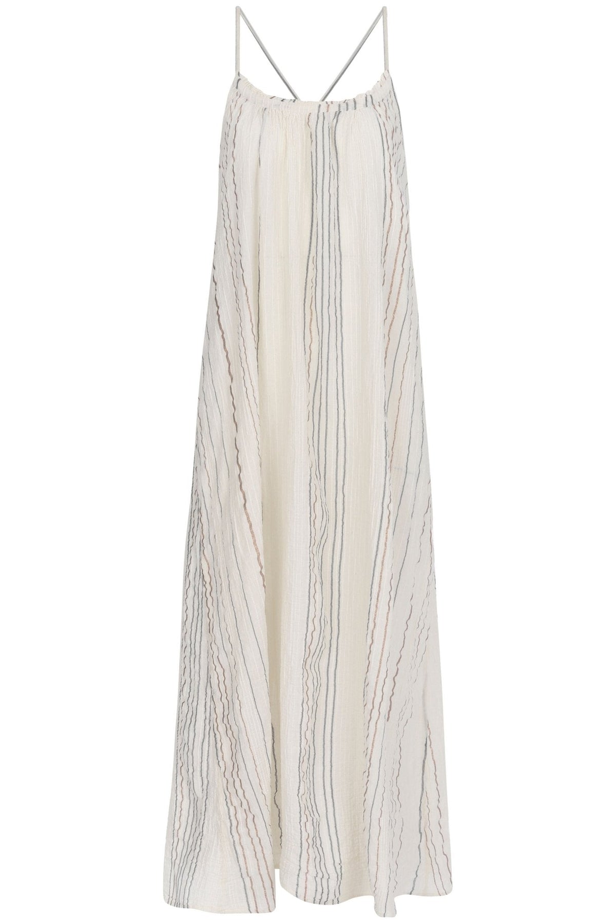 THE HAND LOOM Canggu Maxi 100% Organic Cotton Womens Dress - Natural With Stripes