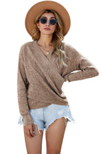 Beige Sunflower V-Neck Waffle 100% Cotton Sweater