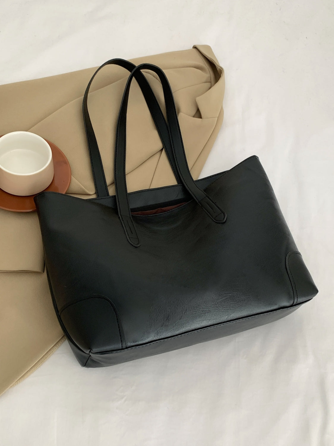 Coffee Mocha Vegan Leather Womens Tote Bag