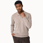 Sand Dunes Polo Collar Cashmere Mens Sweater