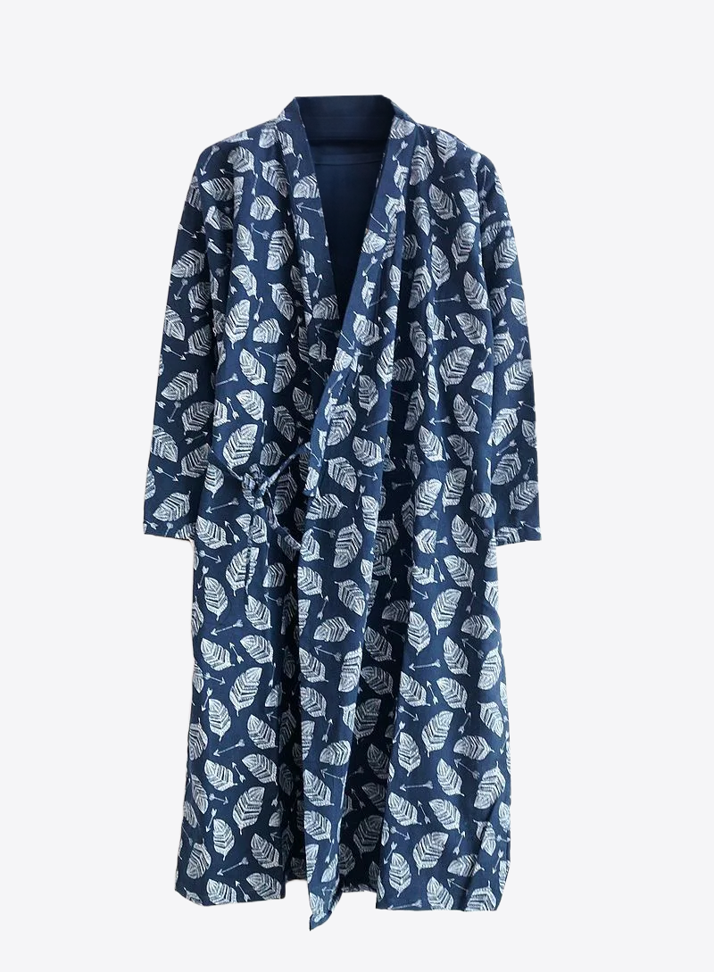 Azul Leaf Kimono 100% Cotton Mens Robe