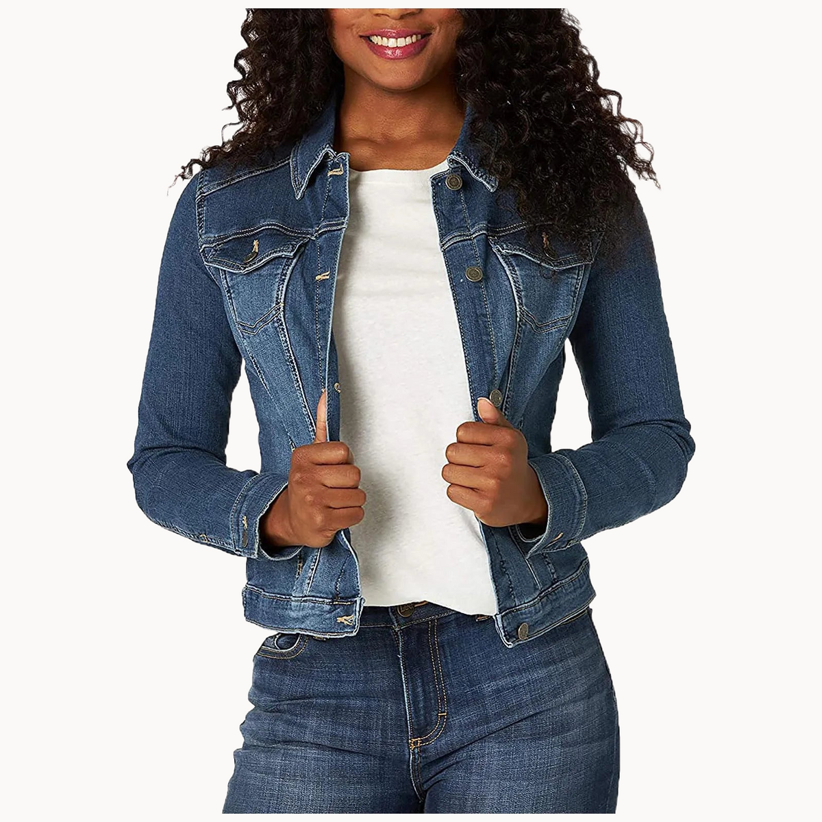 Country Blues Wasit Length Cotton Womens Denim Jacket