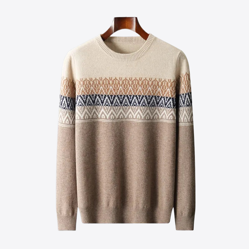 Aztec Knit 100% Wool Mens Sweater