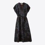 Floral Nior V-Neck 100% Mulberry Silk Womens Dress