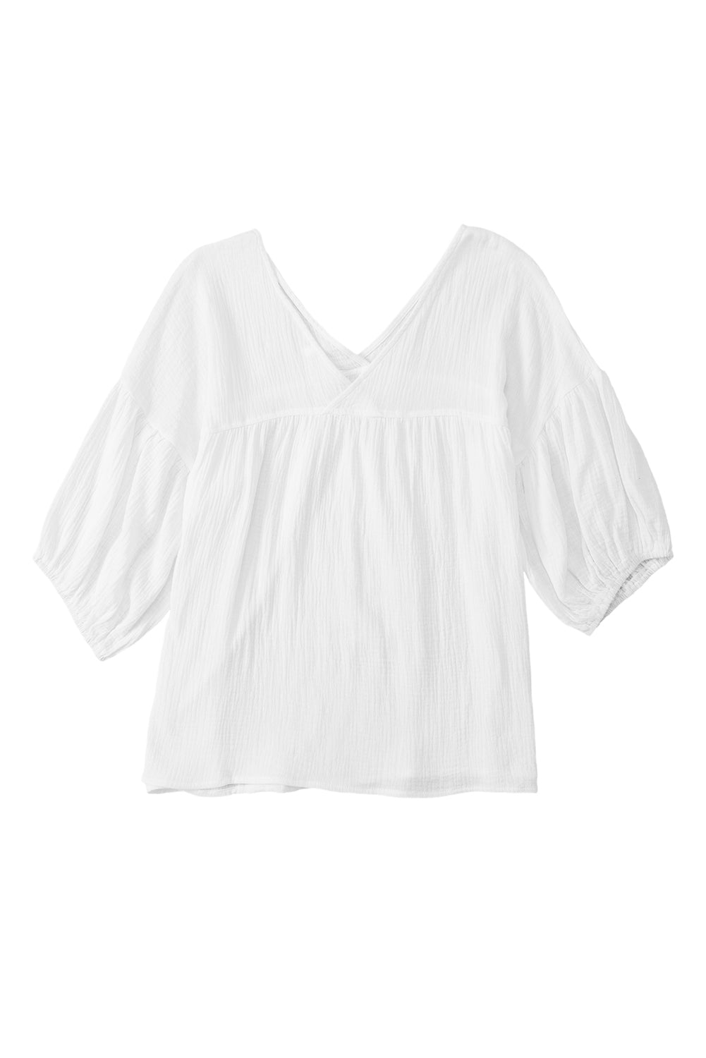 White Yarrow V-Neck 100% Cotton Womens Blouse