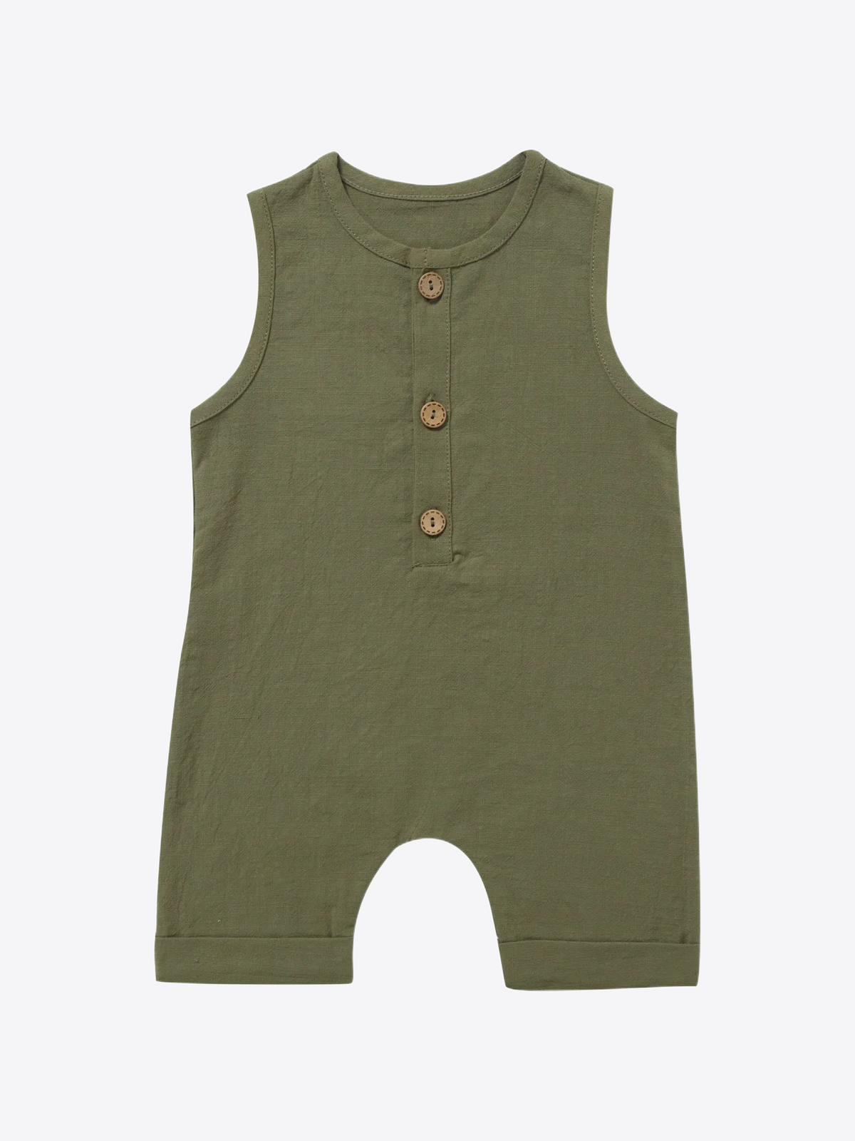 Kale Leaf Sleeveless Cotton Linen Boys & Girls Romper