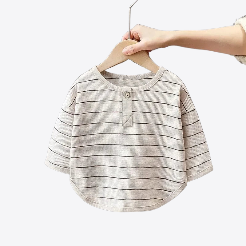 Rice Fields Long Sleeve Stripes Cotton Kids Shirt