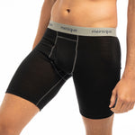 MENIQUE 100% Merino Wool Mens Short Boxer Briefs Black