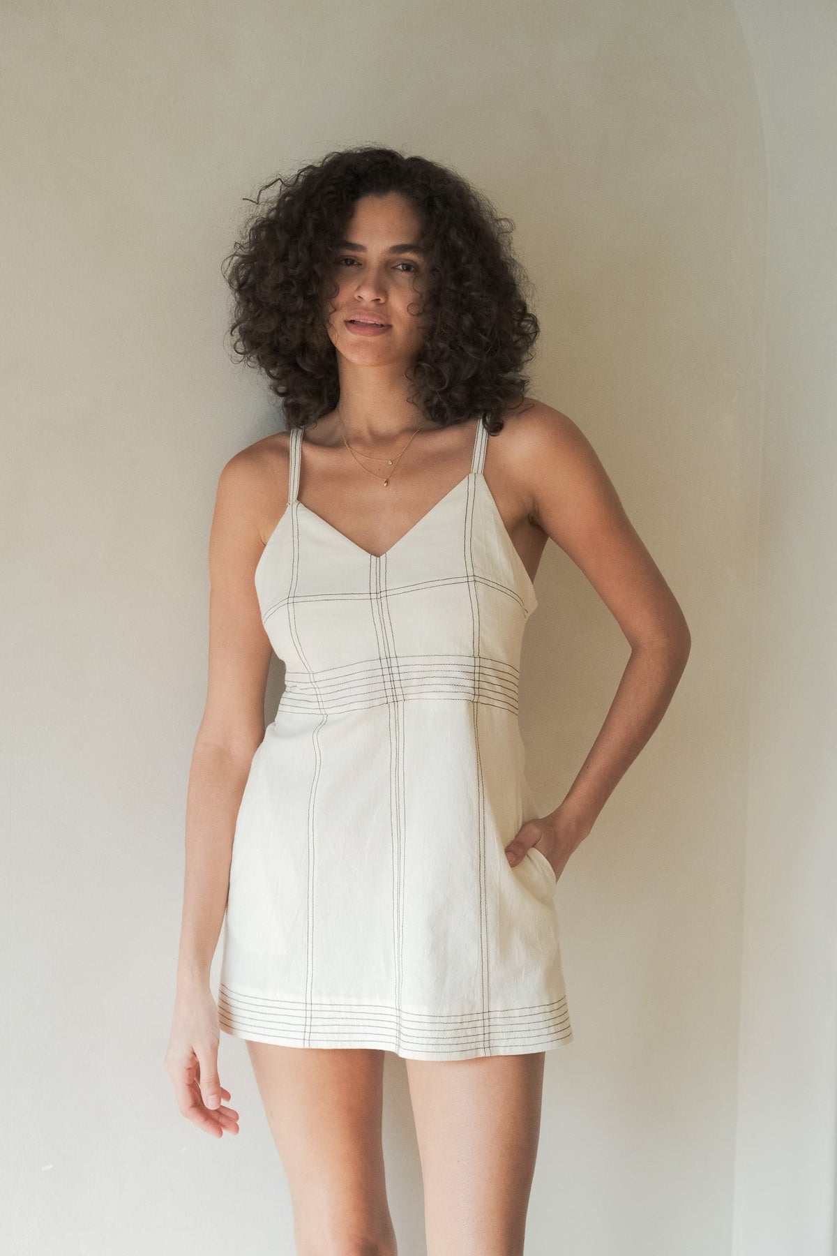 THE HAND LOOM Eva Mini 100% Organic Cotton Womens Dress - Natural