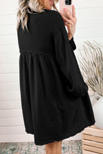 Midnight Sky Crinkle Puff Sleeve Shirt 100% Cotton Womens Dress