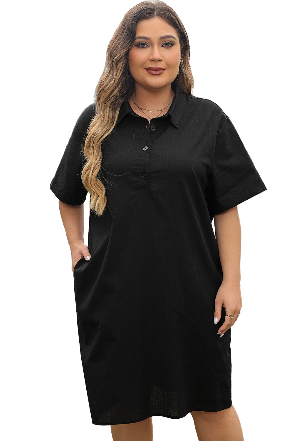 Persian Lily Buttoned Short Sleeve 100% Cotton Womens Dress