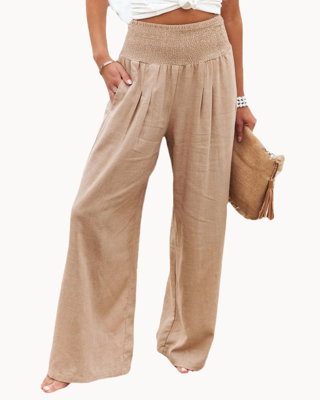 Summer Flair Cotton Linen Womens Pants With Pockets