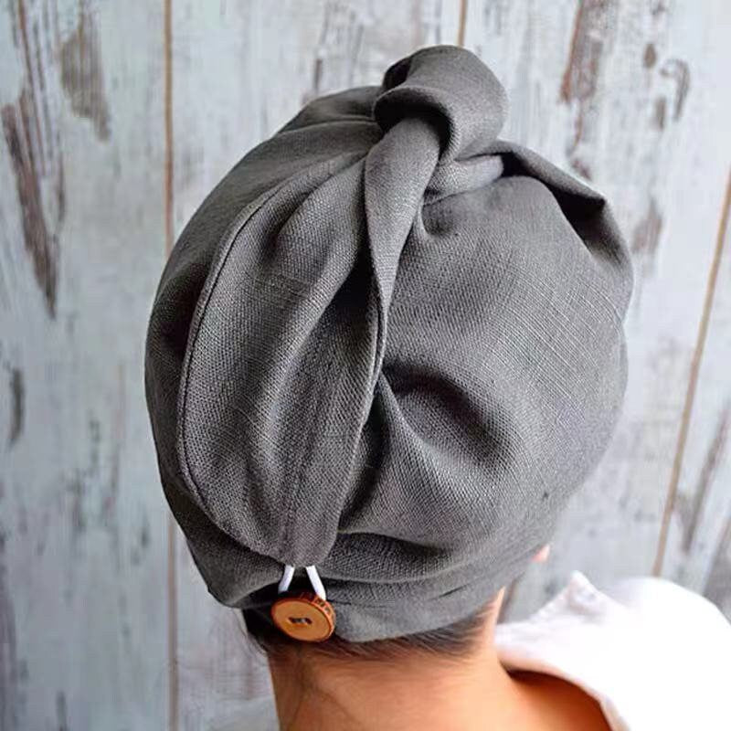 Natural Strands Water Absorbing, Zero Tangles, Turban 100% Linen Hair Towel