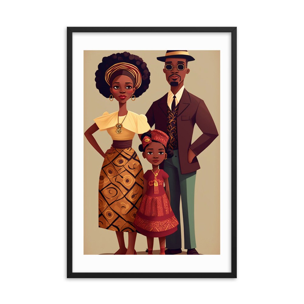 The African Family Wall Art | People Abstract Wall Art | Colorful Wall Art | Vibrant Wall Decor | Frame Wall Art