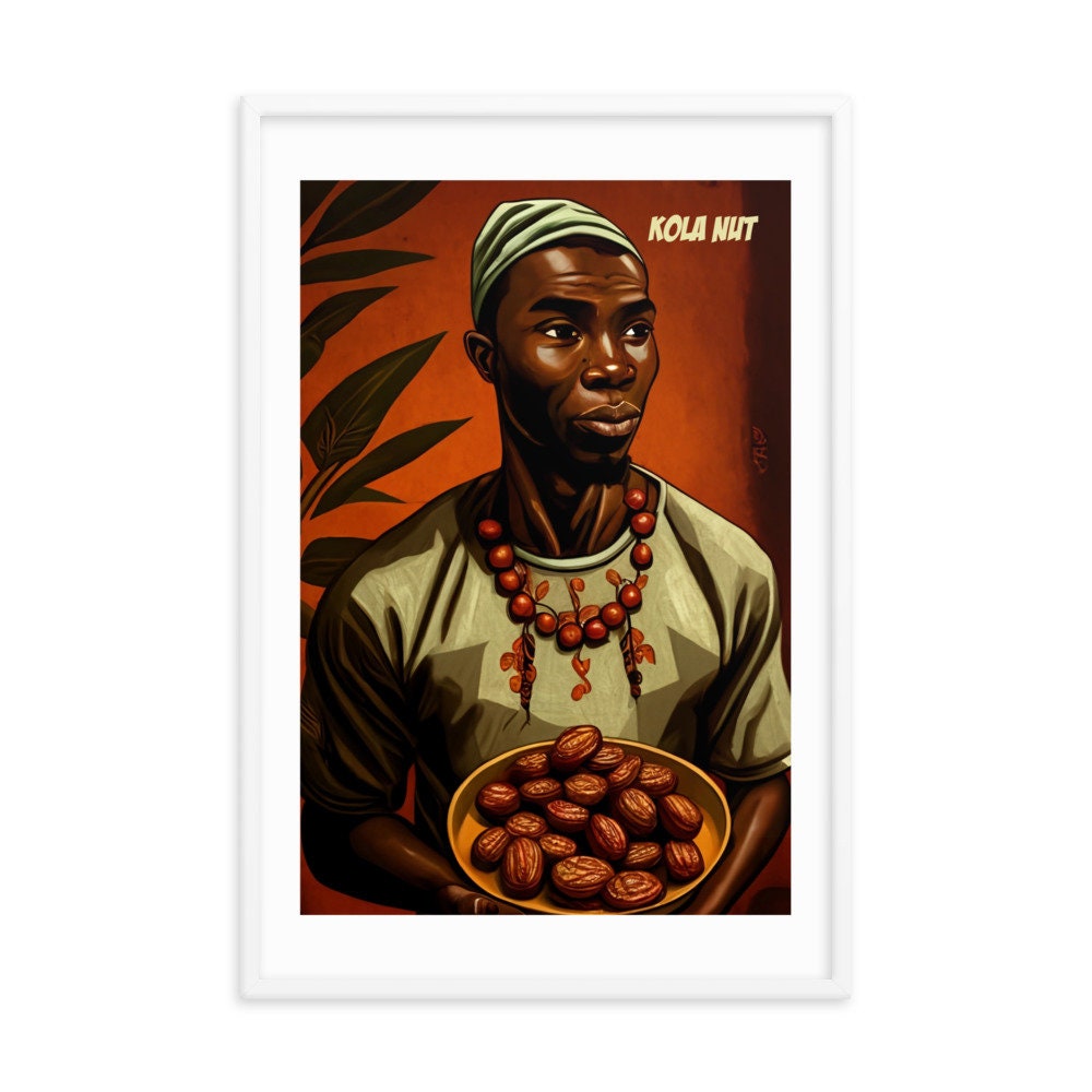 Presenting The Kola Nut Nigerian Tradition Wall Art | People Abstract Wall Art | African Wall Art | Vibrant Wall Decor | Frame Wall Art