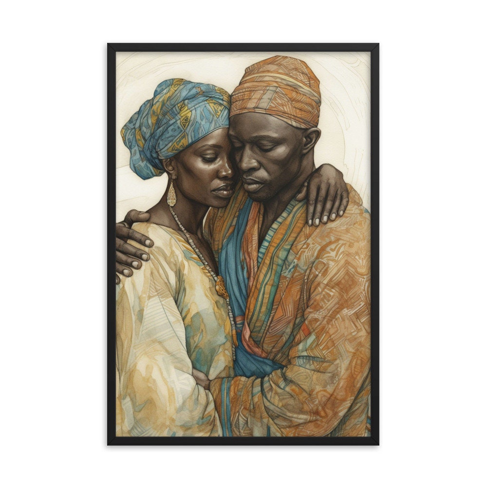 A Nigerian Love Story Wall Art | Watercolor Illustration | Vibrant Wall Decor | Modern Frame Art