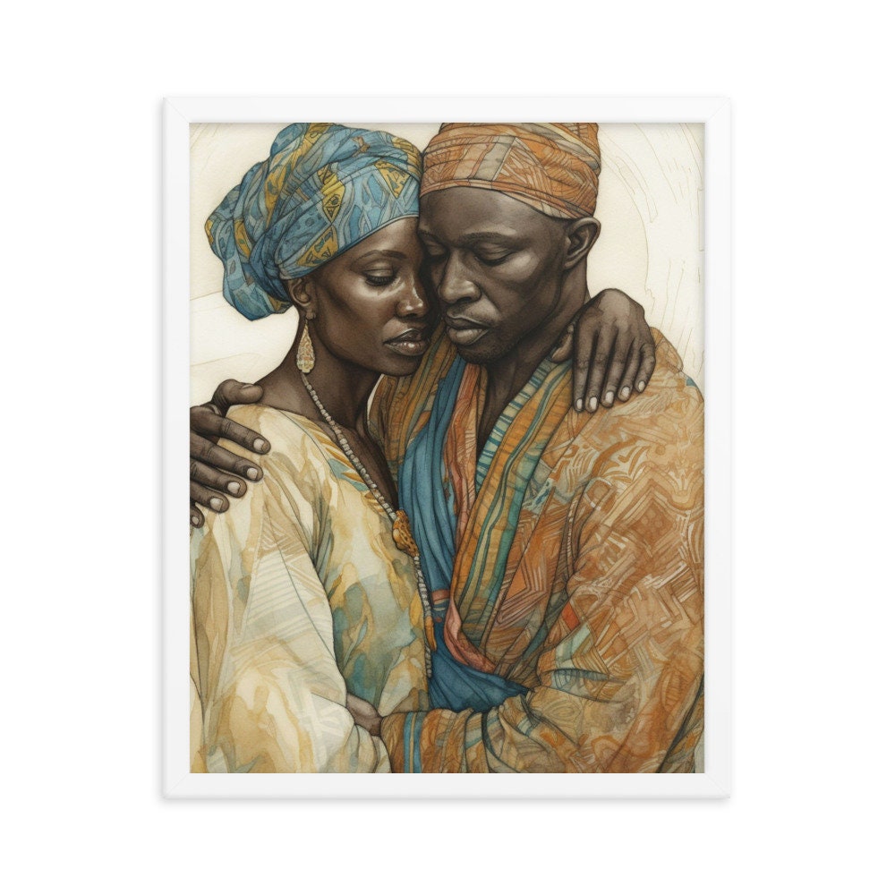 A Nigerian Love Story Wall Art | Watercolor Illustration | Vibrant Wall Decor | Modern Frame Art