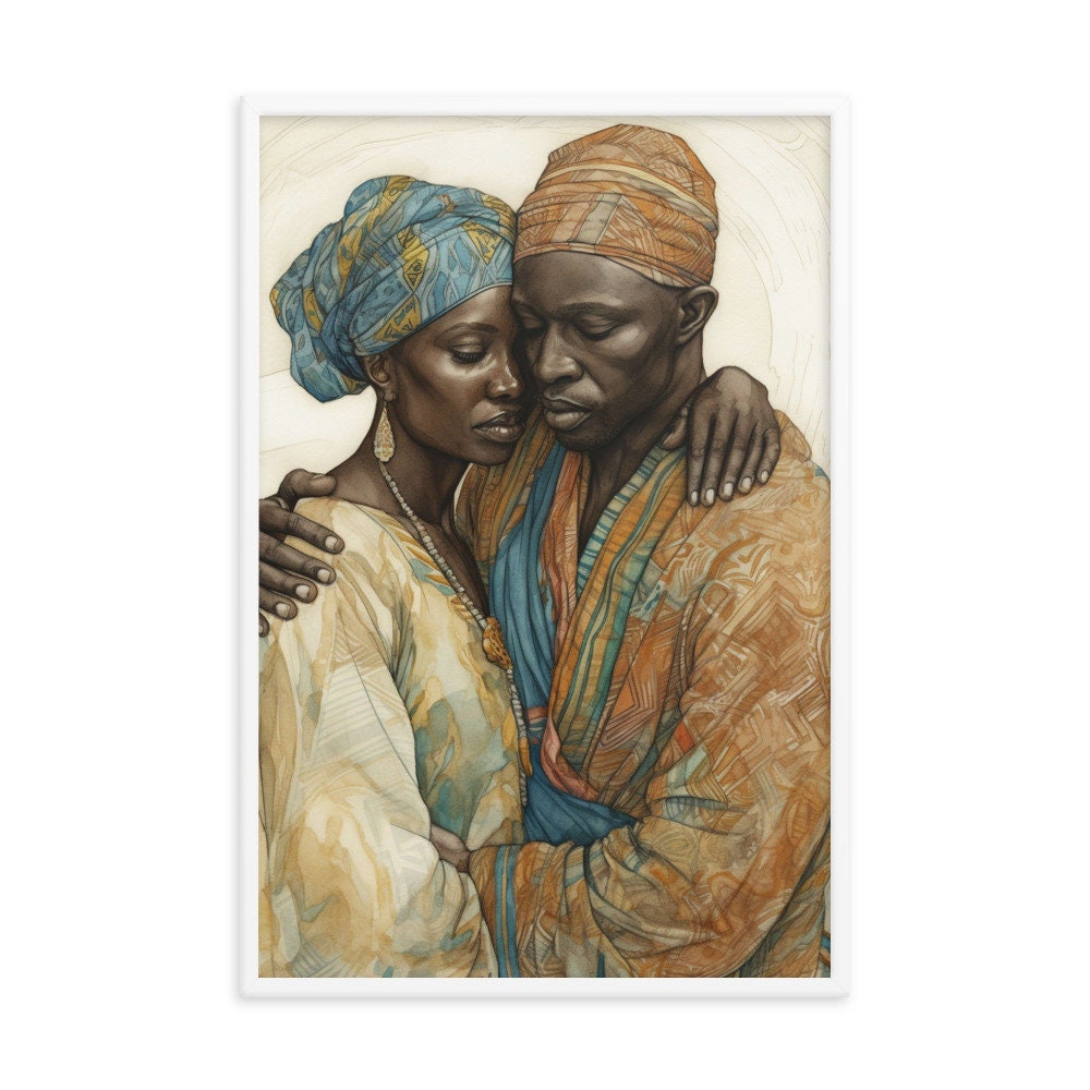 A Nigerian Love Story Wall Art | Watercolor Illustration | Vibrant Wall Decor | Modern Frame Art