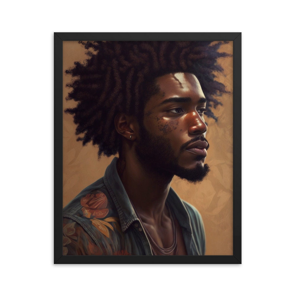 Bohemian Man With Short Dreads Wall Art | Illustration | Vibrant Wall Decor | Modern Frame Art