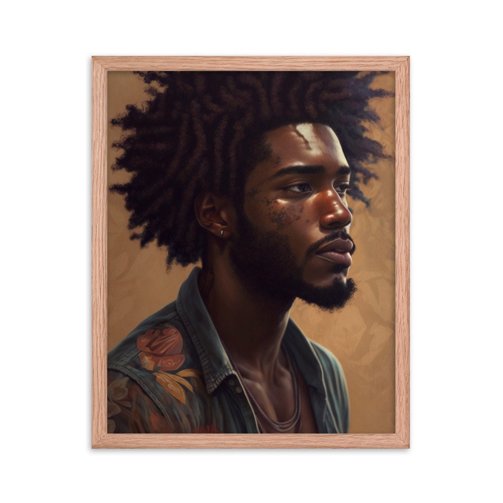 Bohemian Man With Short Dreads Wall Art | Illustration | Vibrant Wall Decor | Modern Frame Art