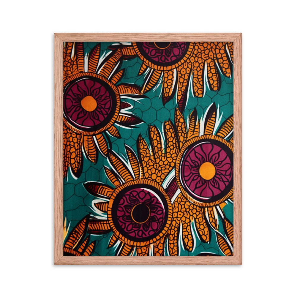 Ankara Fabric Floral Wall Art | Pattern Design Illustration | African Wall Decor | Nigerian Modern Frame Art