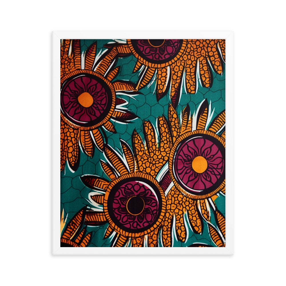 Ankara Fabric Floral Wall Art | Pattern Design Illustration | African Wall Decor | Nigerian Modern Frame Art