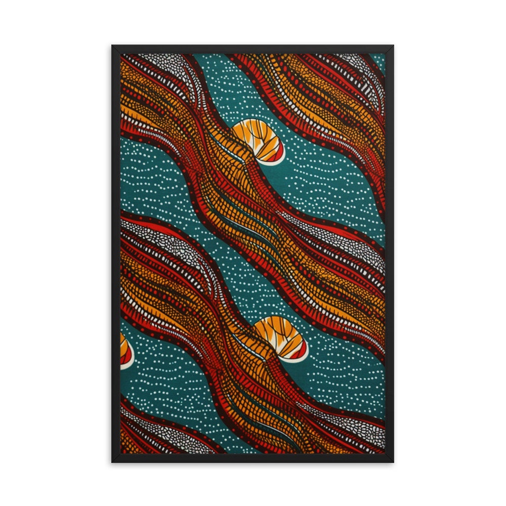 Ankara Fabric Swirl Wall Art | Pattern Design Illustration | African Wall Decor | Nigerian Modern Frame Art