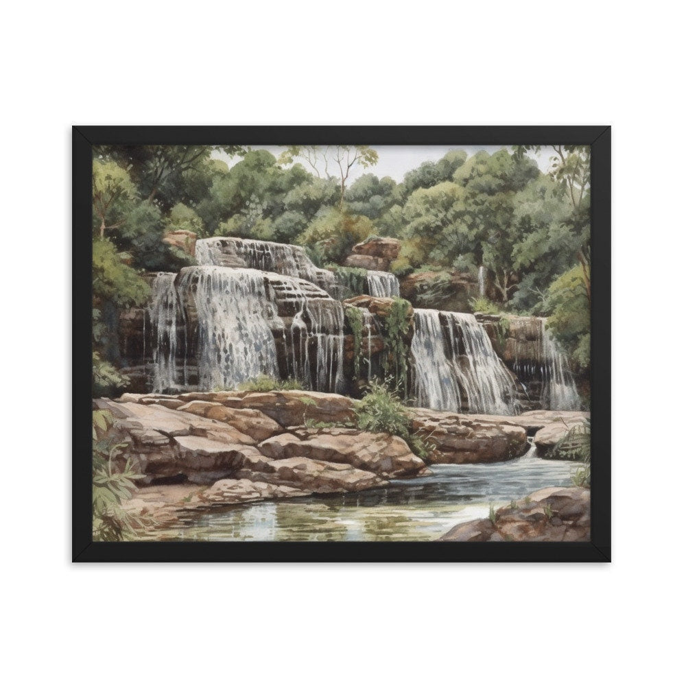 Owu Falls in Kwara State Nigeria Landscape Wall Art | Watercolor Illustration | Nature Wall Decor | Modern Frame Art