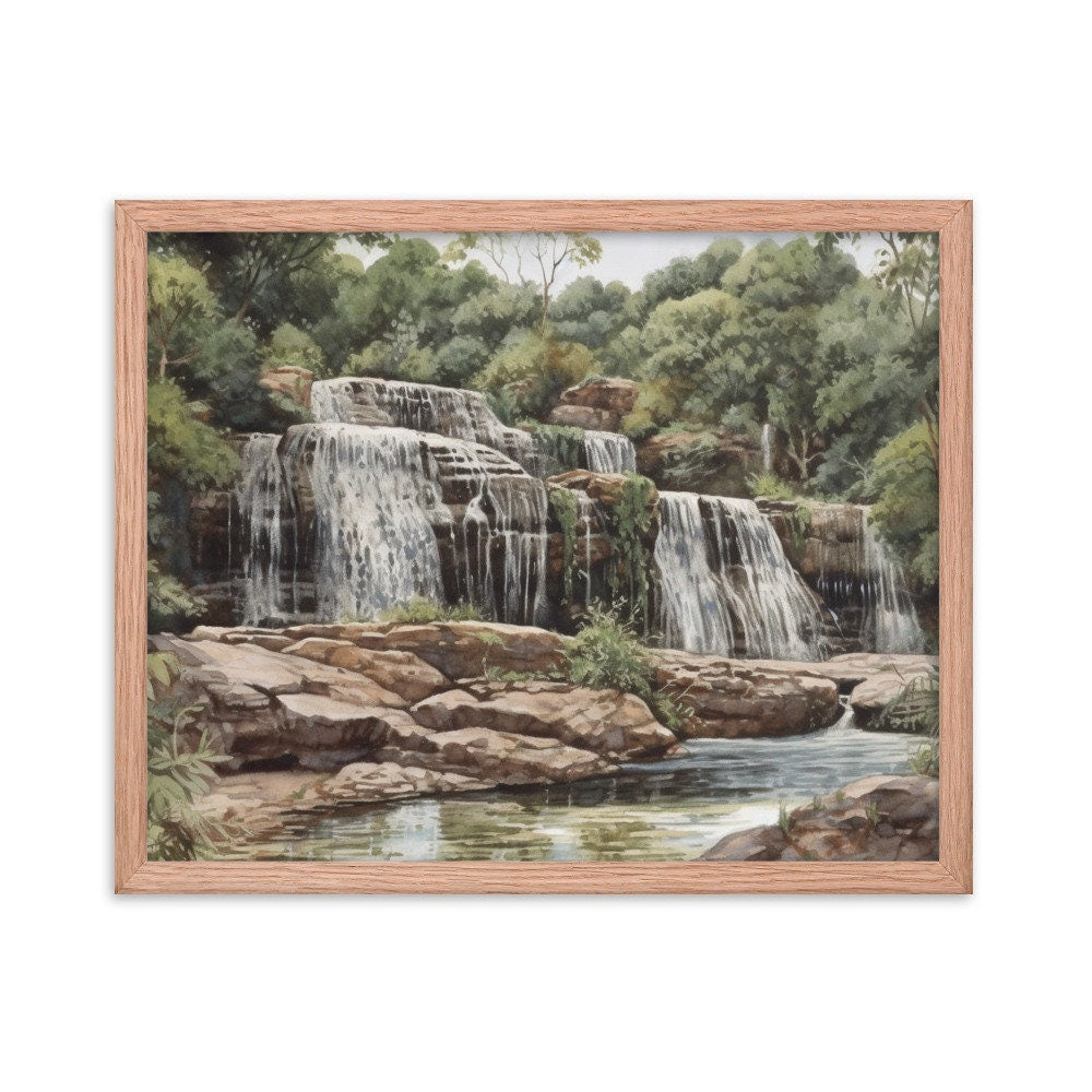 Owu Falls in Kwara State Nigeria Landscape Wall Art | Watercolor Illustration | Nature Wall Decor | Modern Frame Art