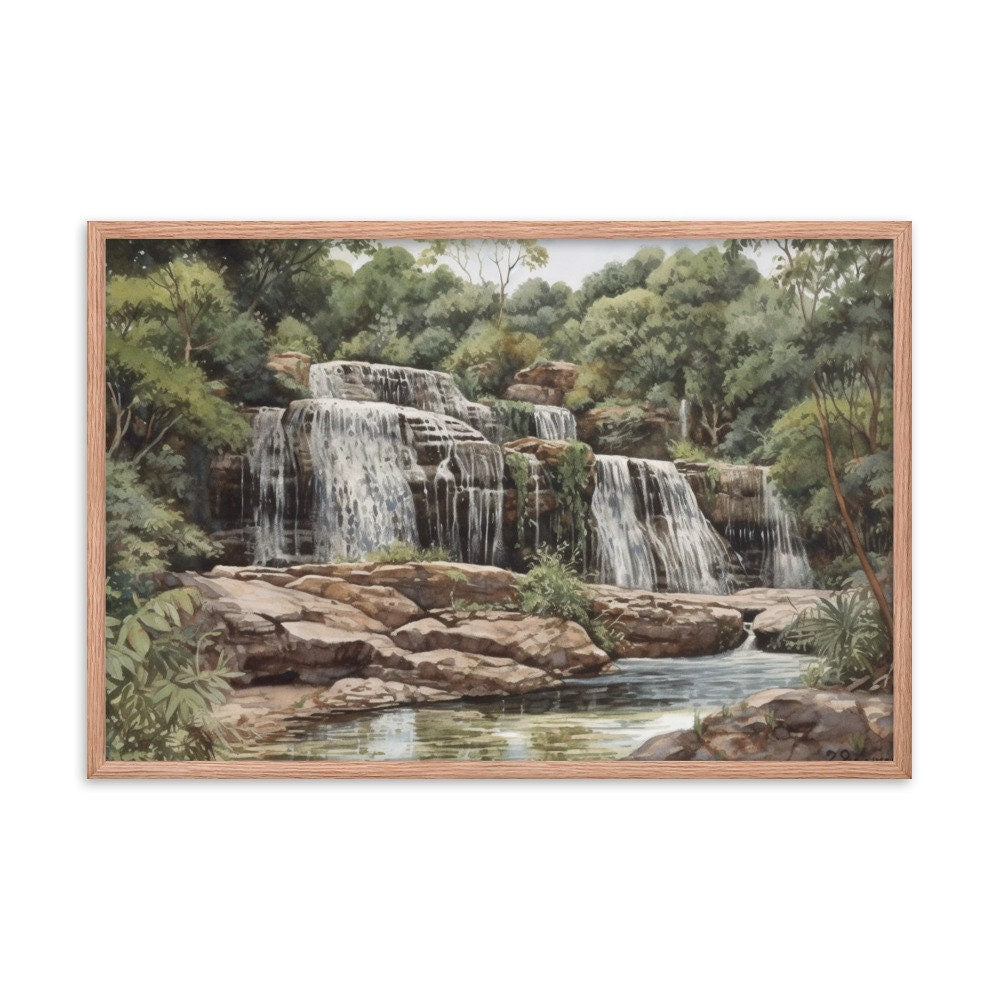 Owu Falls in Kwara State Nigeria Landscape Wall Art | Watercolor Illustration | Nature Wall Decor | Modern Frame Art