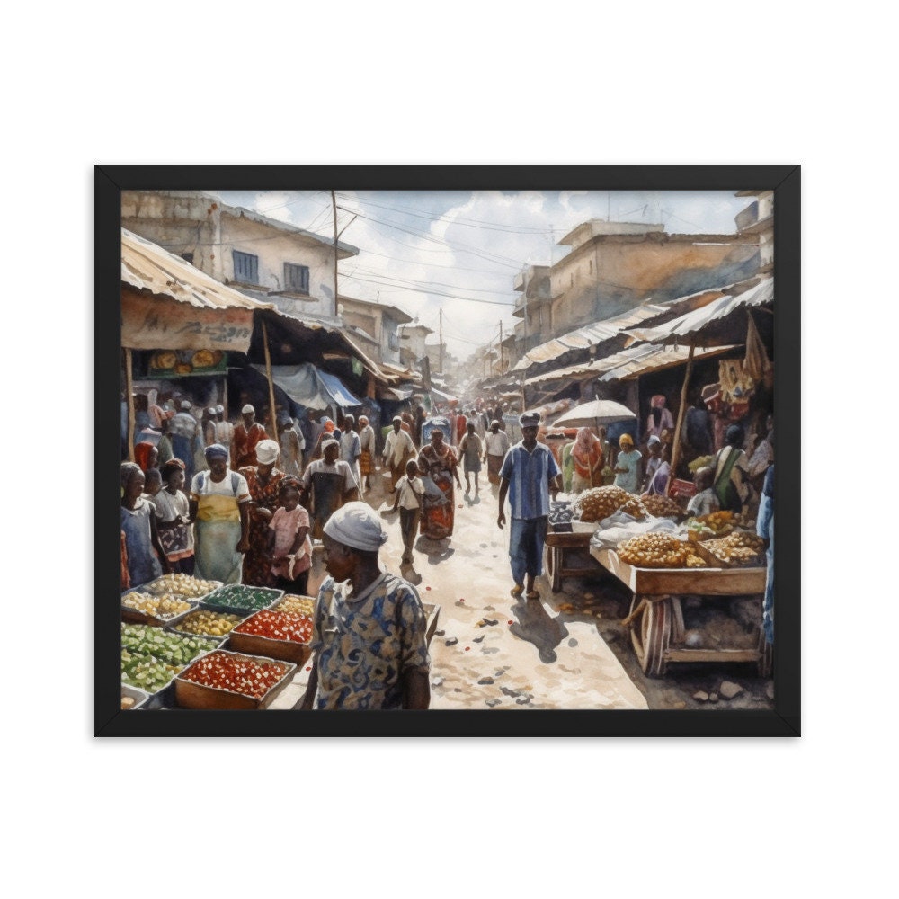 Karmo Market in Abuja Nigeria Wall Art | Watercolor Illustration | Landscape Wall Decor | Modern Frame Art