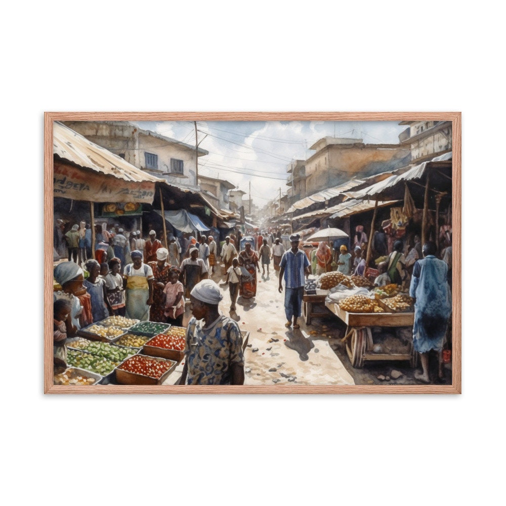 Karmo Market in Abuja Nigeria Wall Art | Watercolor Illustration | Landscape Wall Decor | Modern Frame Art