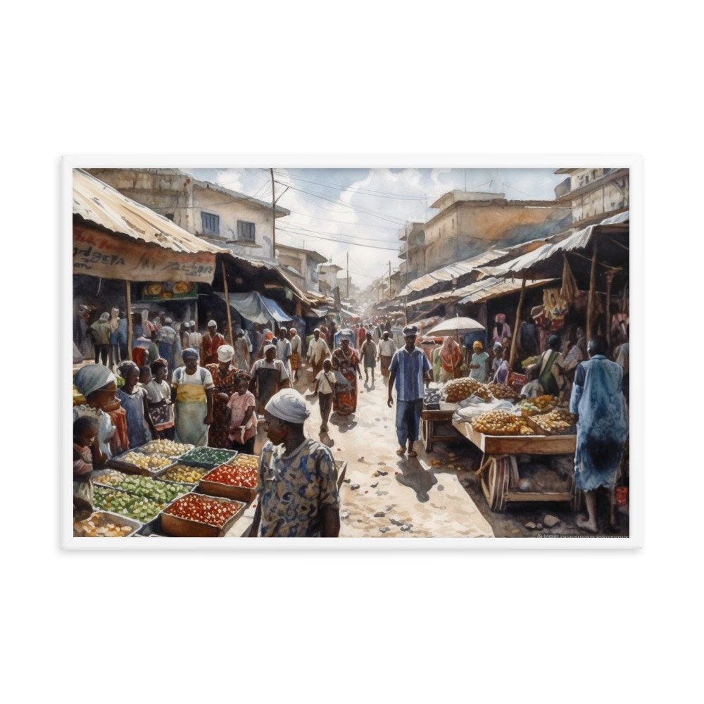 Karmo Market in Abuja Nigeria Wall Art | Watercolor Illustration | Landscape Wall Decor | Modern Frame Art