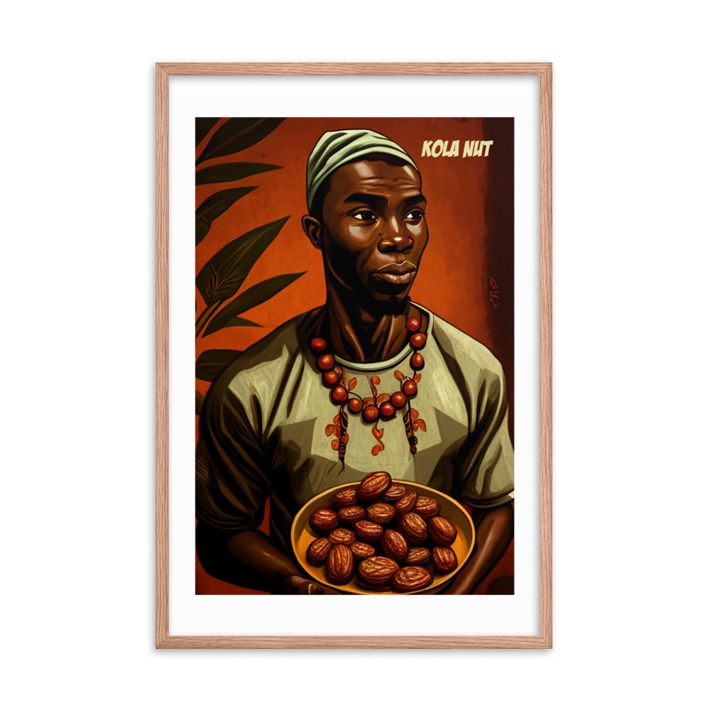 Presenting The Kola Nut Nigerian Tradition Wall Art | People Abstract Wall Art | African Wall Art | Vibrant Wall Decor | Frame Wall Art