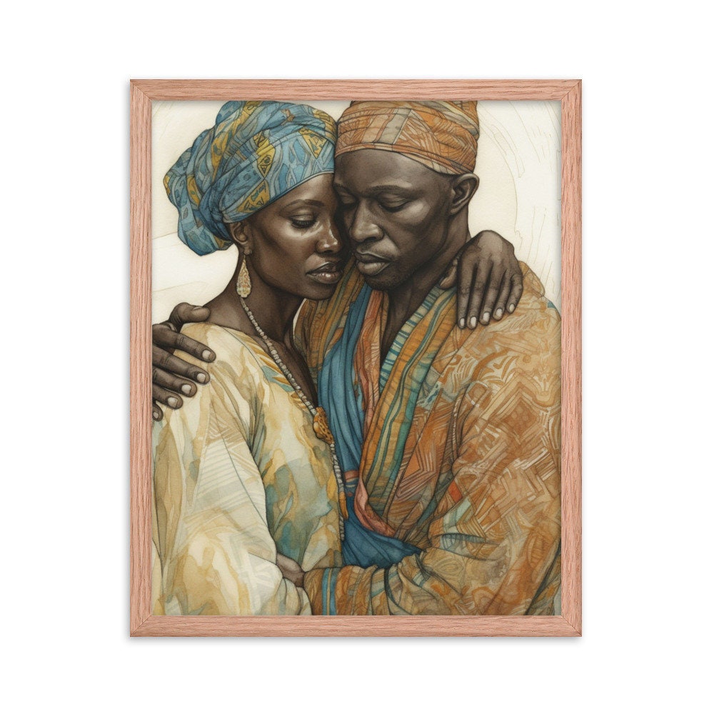 A Nigerian Love Story Wall Art | Watercolor Illustration | Vibrant Wall Decor | Modern Frame Art