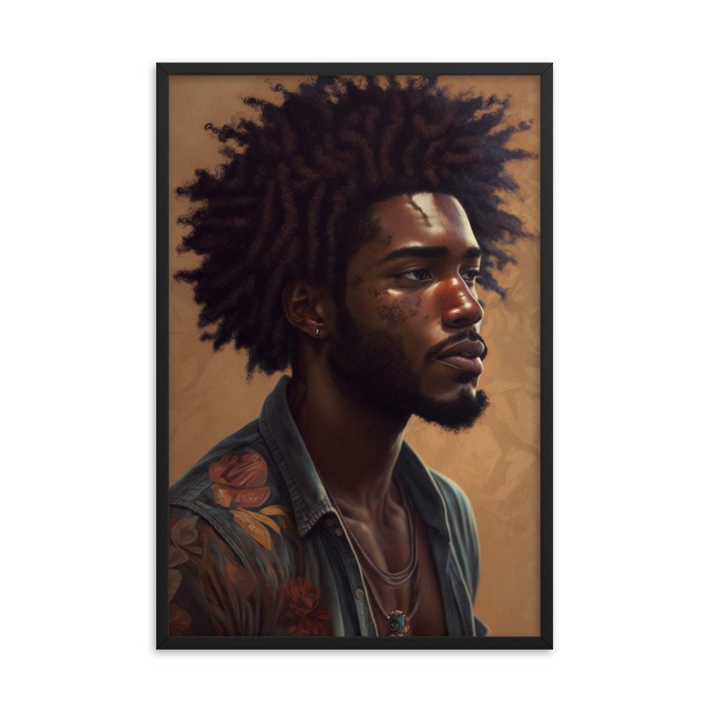 Bohemian Man With Short Dreads Wall Art | Illustration | Vibrant Wall Decor | Modern Frame Art