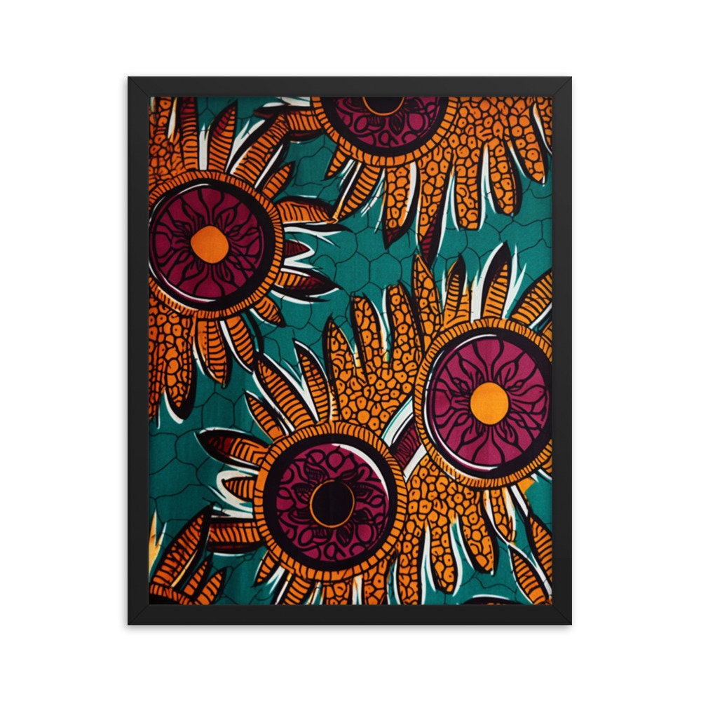 Ankara Fabric Floral Wall Art | Pattern Design Illustration | African Wall Decor | Nigerian Modern Frame Art