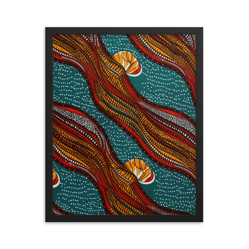 Ankara Fabric Swirl Wall Art | Pattern Design Illustration | African Wall Decor | Nigerian Modern Frame Art