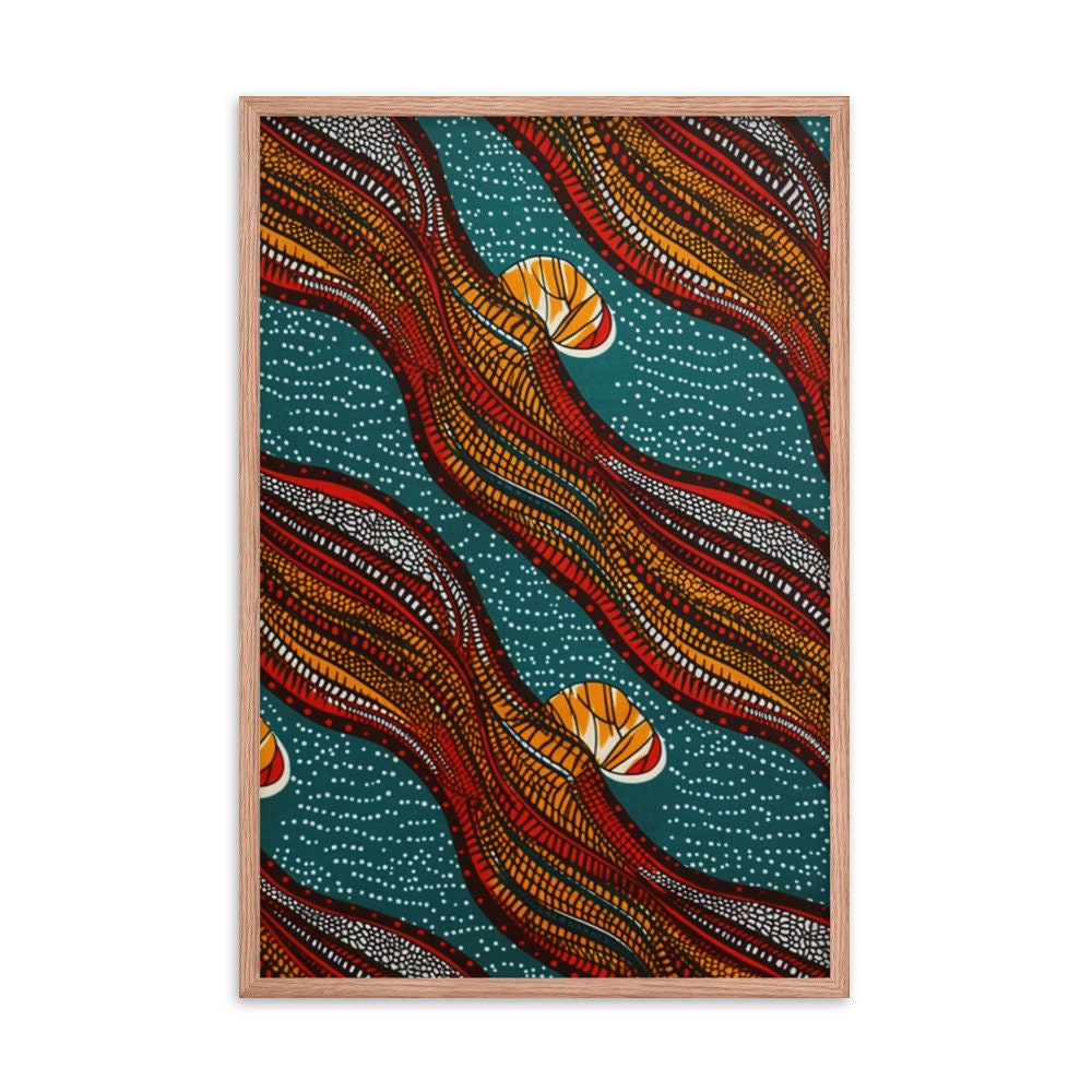 Ankara Fabric Swirl Wall Art | Pattern Design Illustration | African Wall Decor | Nigerian Modern Frame Art