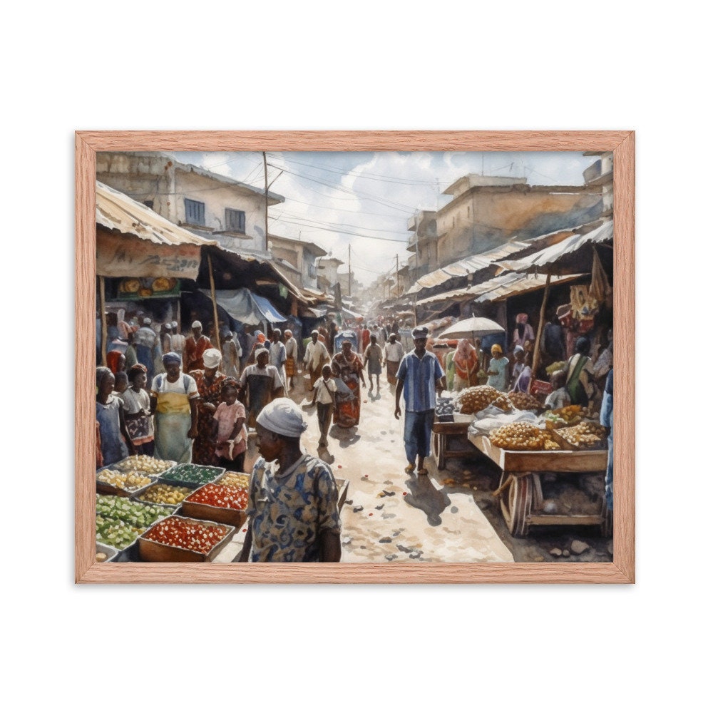 Karmo Market in Abuja Nigeria Wall Art | Watercolor Illustration | Landscape Wall Decor | Modern Frame Art