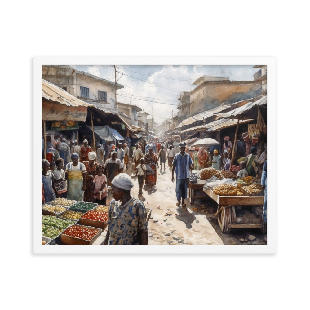 Karmo Market in Abuja Nigeria Wall Art | Watercolor Illustration | Landscape Wall Decor | Modern Frame Art