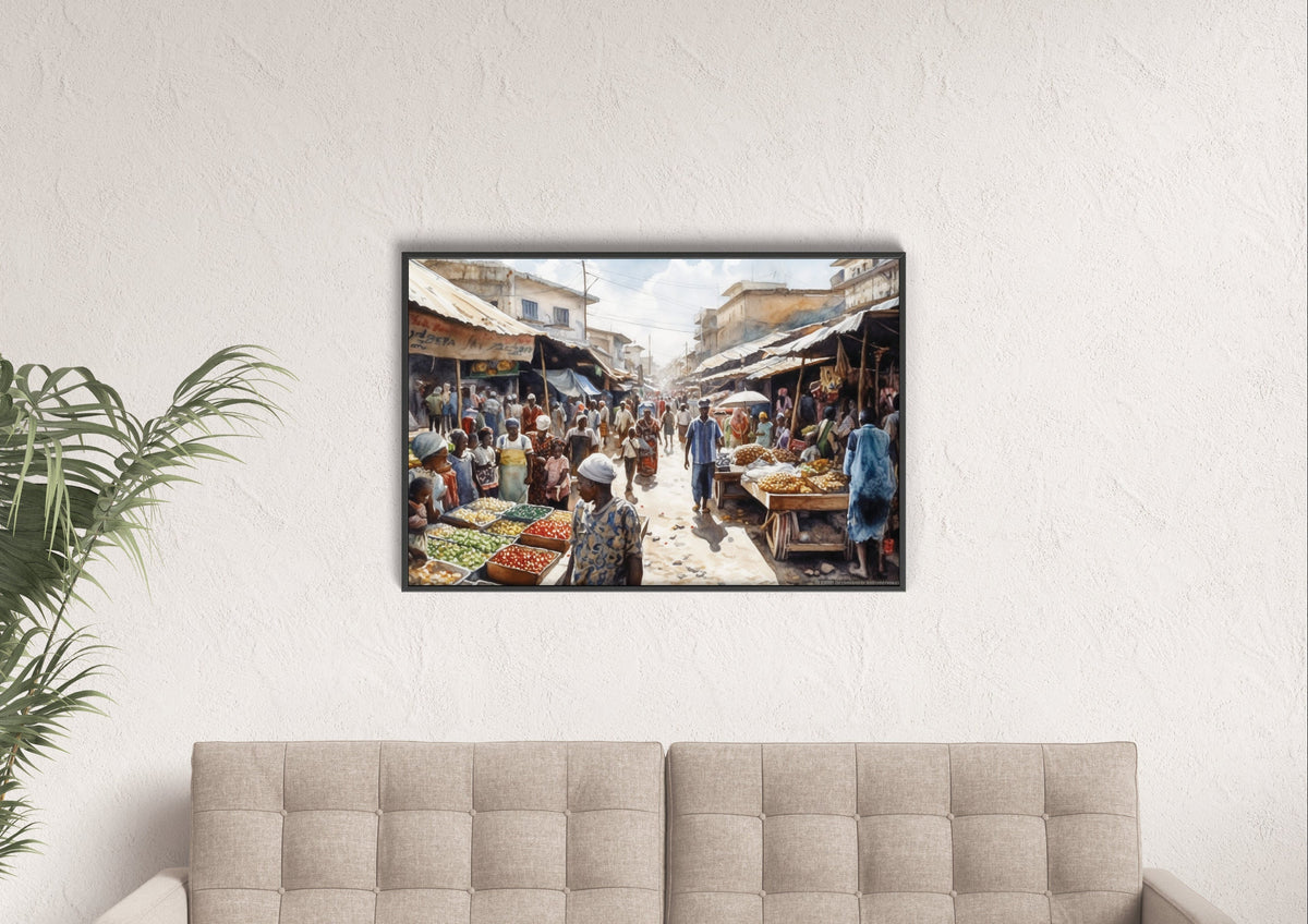 Karmo Market in Abuja Nigeria Wall Art | Watercolor Illustration | Landscape Wall Decor | Modern Frame Art