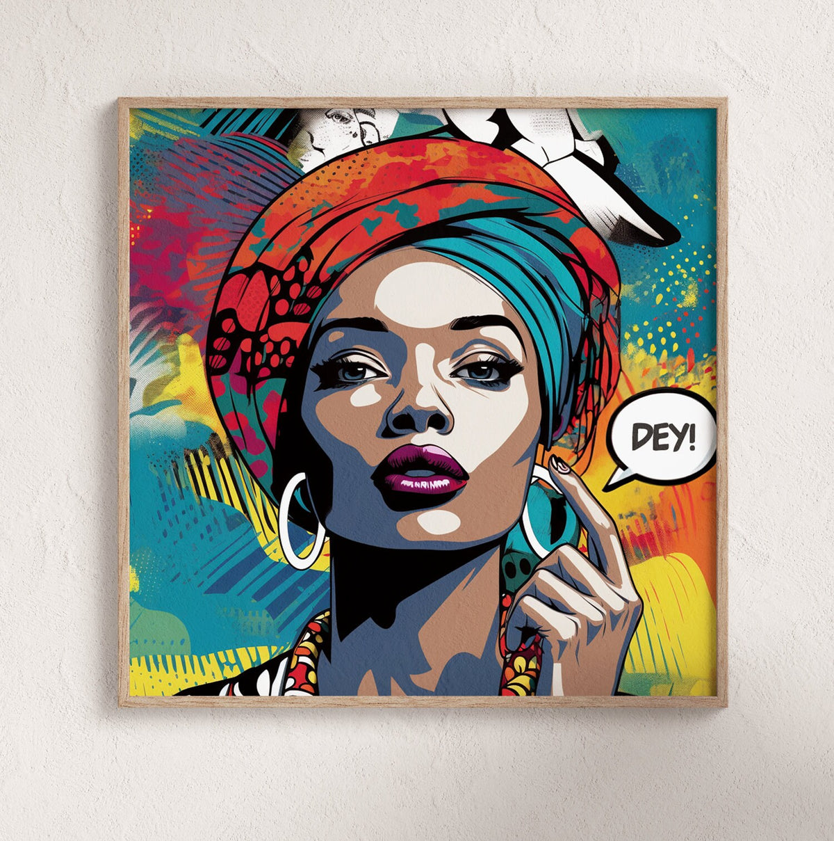 Dey! Pidgin Nigerian Slang Pop Art | People Abstract Wall Art | Colorful African Wall Art | Comic Wall Decor | Frame Wall Art