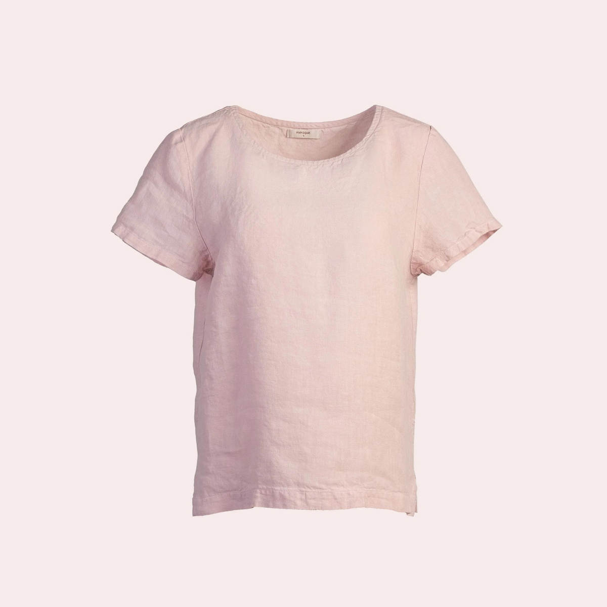 MENIQUE 100% Linen T-Shirt Top Emma Dusty Pink