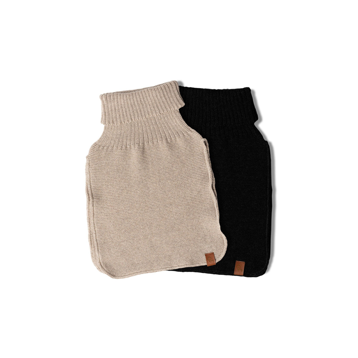 MENIQUE 100% Merino Wool Womens Scarfs 2-Pack Black/Creamy beige