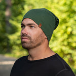 MENIQUE 100% Merino Wool Mens Beanie Dark Green