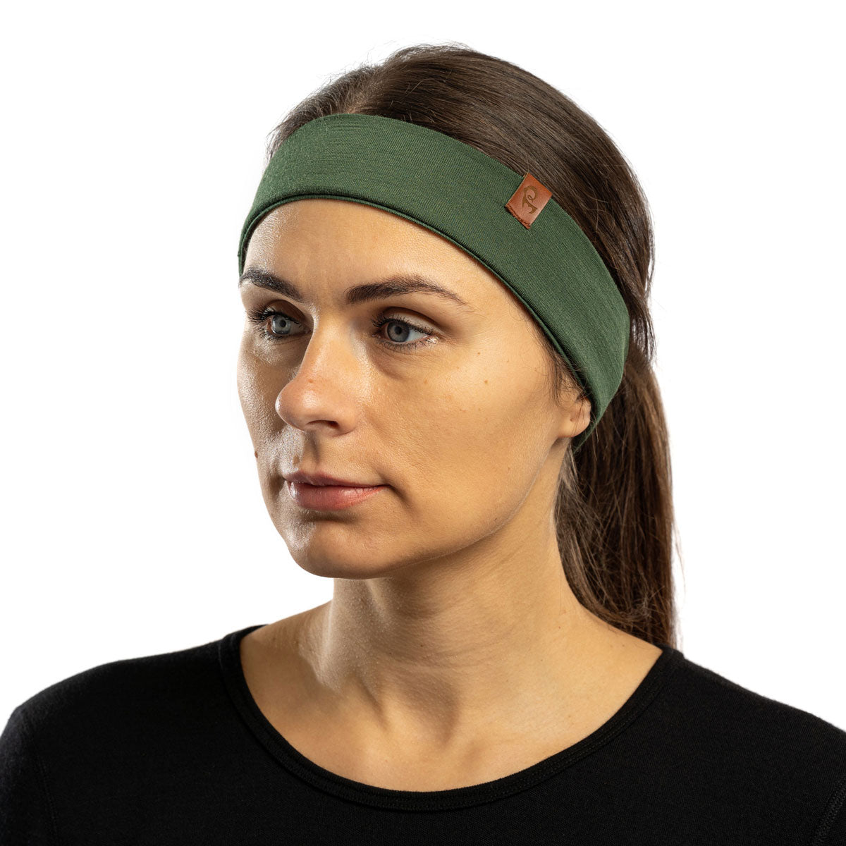 MENIQUE 100% Merino Wool Womens Headband Dark Green