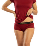 MENIQUE 100% Merino Wool Womens T-Shirt & Boxers 2-Piece Royal Cherry