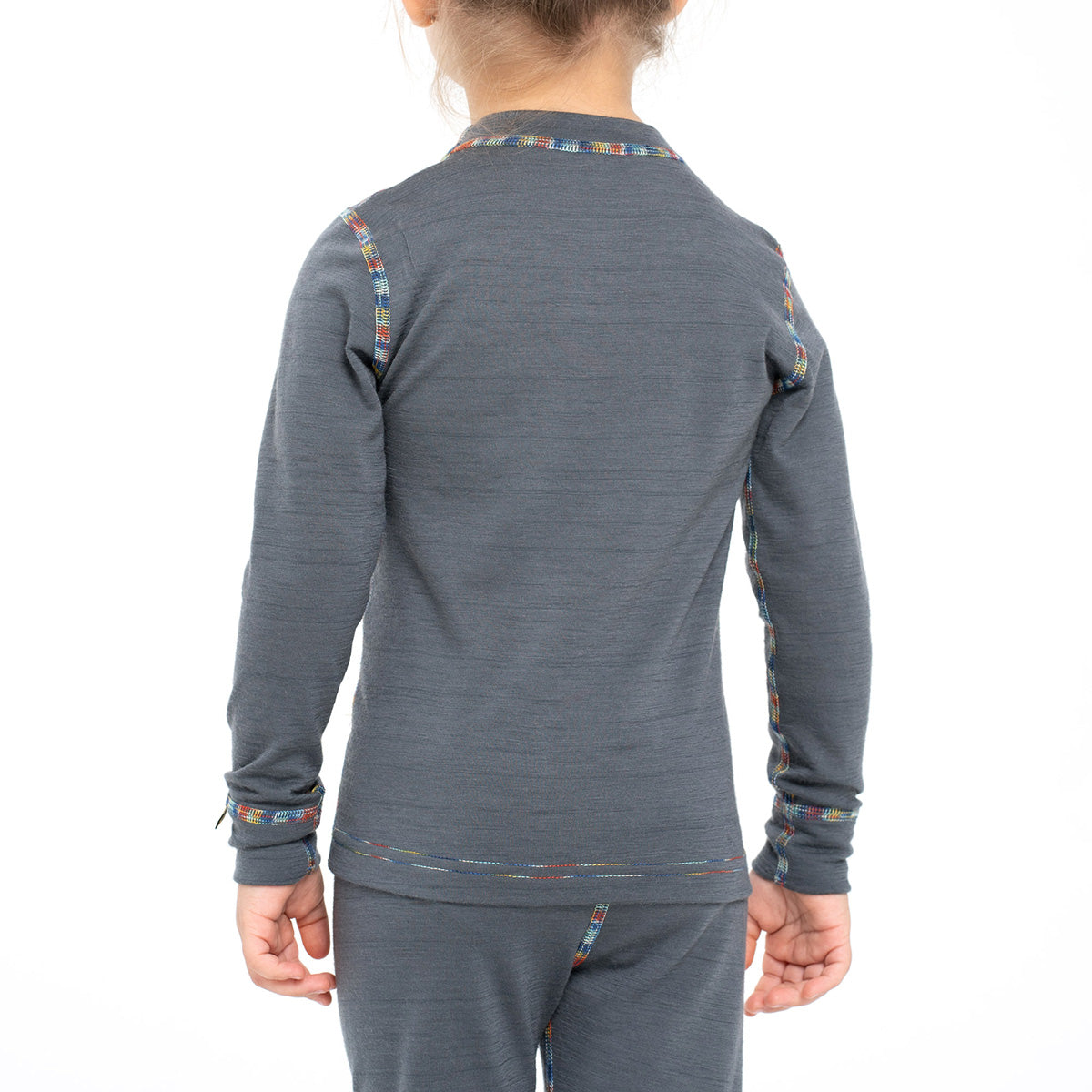 MENIQUE Long Sleeve Crew 100% Merino Wool Kids Shirt Perfect Grey