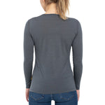 MENIQUE Long Sleeve Crew 100% Merino Wool Womens Shirt Perfect Grey